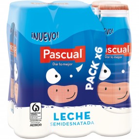 PASCUAL Leche semi pack 6 envase 200 ml